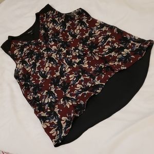 Simply Vera Wang Floral Sleeveless Blouse Top Shirt Black Red Women's Medium M